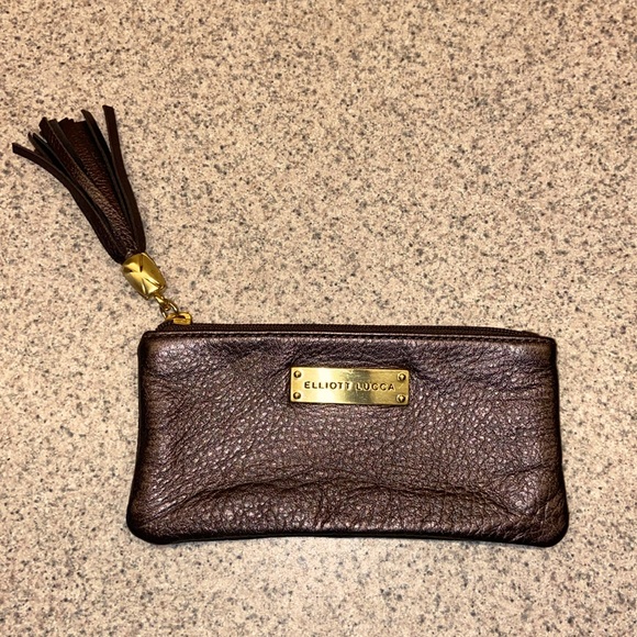 Elliott Lucca Coin Purse with Tassel Metallic Bronze Leather - Picture 1 of 7
